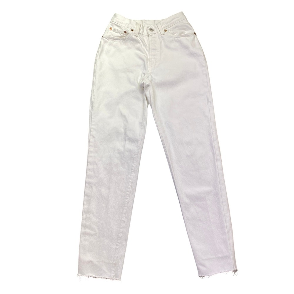 Vintage Levis 501 White High Waist Tapered Jeans Women USA Sz 5 Short 1994